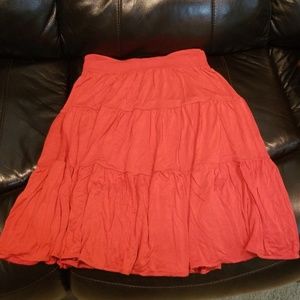 Red Flowy Boho Skirt